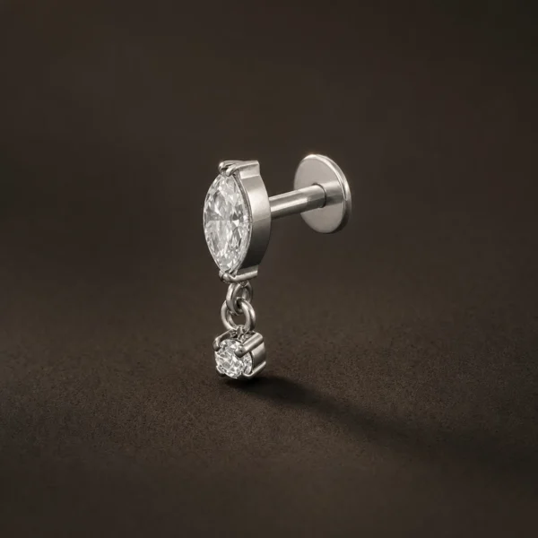 Titanyum Markiz Kristal Sallantılı Labret