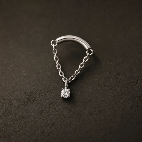 Titanyum Zincirli Kristal Hidden Helix Piercing