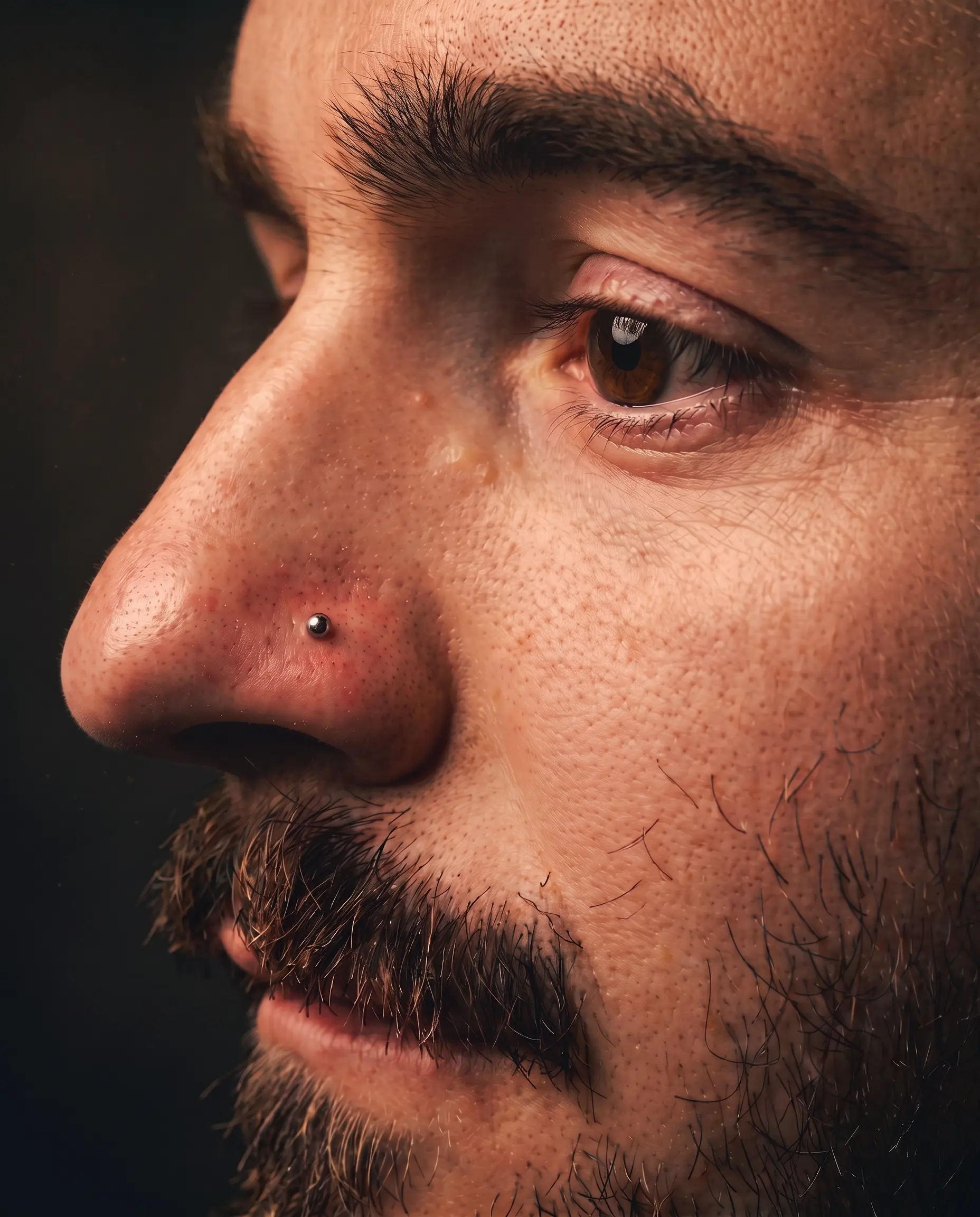 Nostril piercing stüdyo çalışması 4, burun kanadı